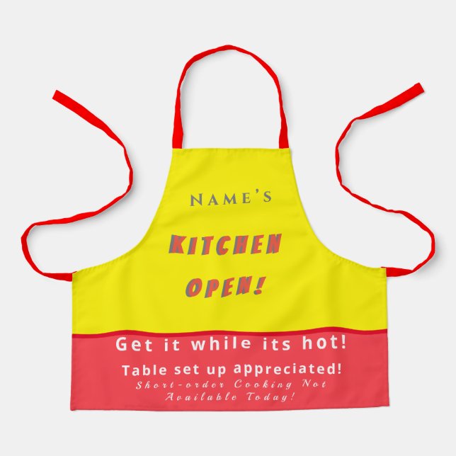 Personalized  Kitchen Open + 3Comments Funny Apron (Front)