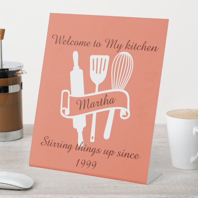 Personalized kitchen  pedestal sign (In SItu)