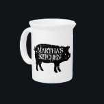 Personalized kitchen pitcher with pig silhouettes<br><div class="desc">Personalized kitchen pitcher with pig silhouettes. Vintage farm animal design with custom text. Handy for pancake batter,  cooking utensils and more.</div>