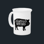 Personalized kitchen pitcher with pig silhouettes<br><div class="desc">Personalized kitchen pitcher with pig silhouettes. Vintage farm animal design with custom text. Handy for pancake batter,  cooking utensils and more.</div>