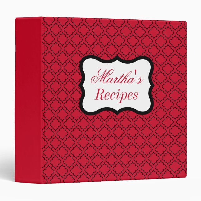 Personalized Kitchen Red Recipe Binder Gift (Front/Spine)