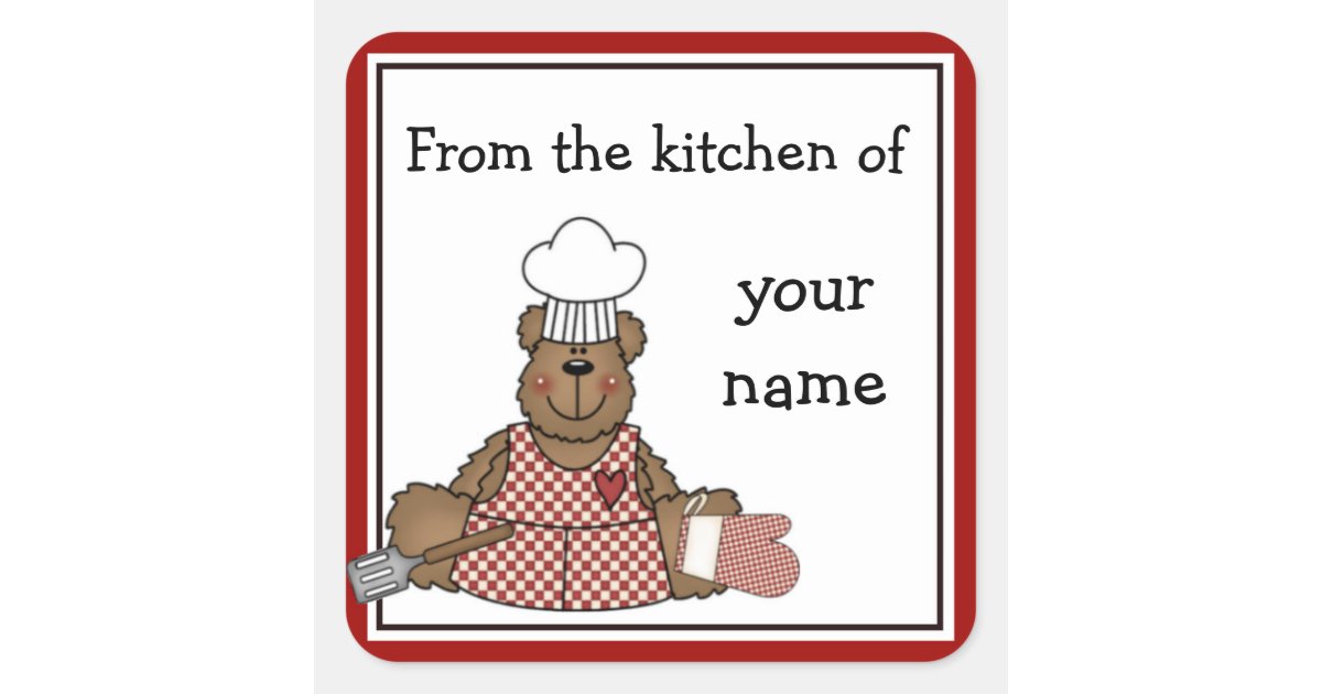 Personalized Kitchen Teddy Bear Stickers Zazzle