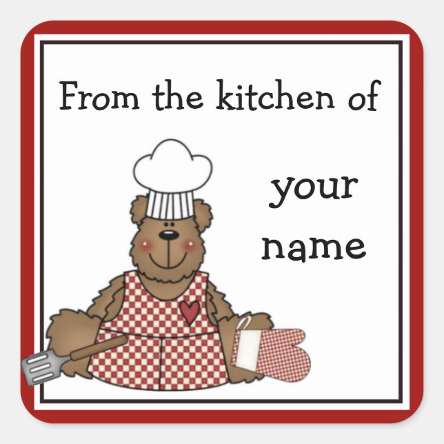 Personalized Kitchen Teddy Bear Stickers (Front)