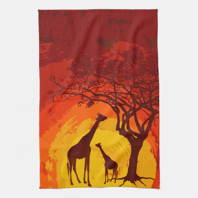 Personalized Kitchen Towel African Safari Giraffe (Vertical)