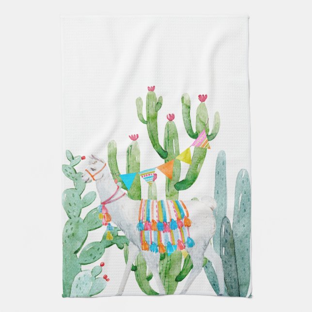 Personalized Kitchen Towel Boho Llama Bohemian Cac (Vertical)