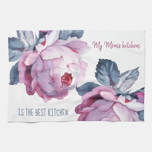 Personalized kitchen towel floral Mother gift (Horizontal)