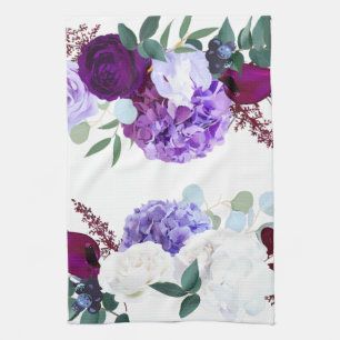 Personalized Kitchen Towel Lavender Hibiscus on