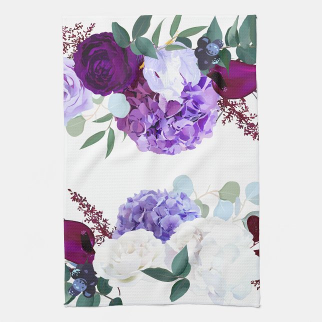 Personalized Kitchen Towel Lavender Hibiscus on (Vertical)