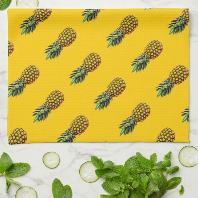 Personalized kitchen towel with pineapple fruit (Folded)