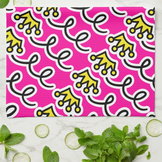 Personalized kitchen towel with princess crown (Folded)