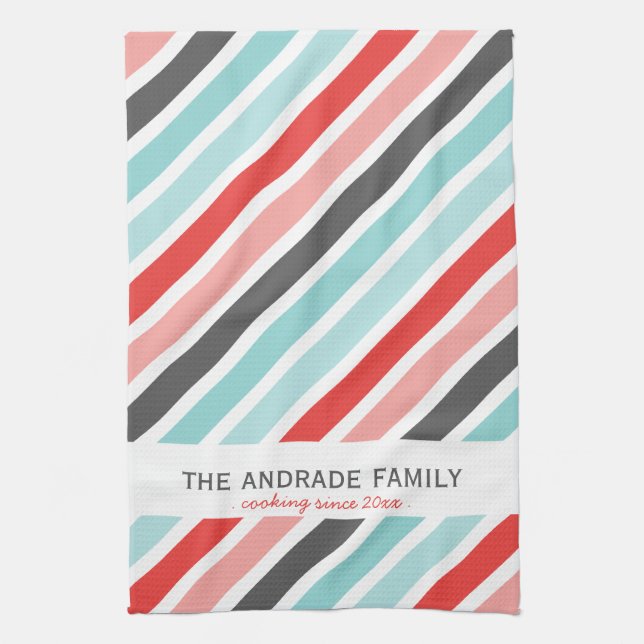 Personalized Kitchen Towels with Stripe Patterns (Vertical)