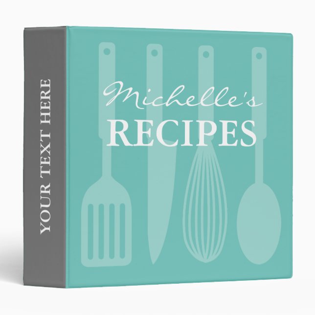 Personalized kitchen utensils recipe binder book (Front/Spine)