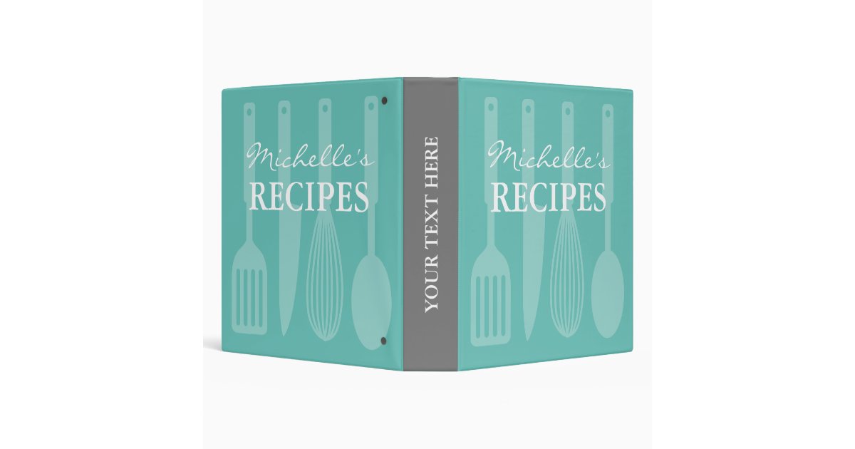 Personalized kitchen utensils recipe binder book | Zazzle