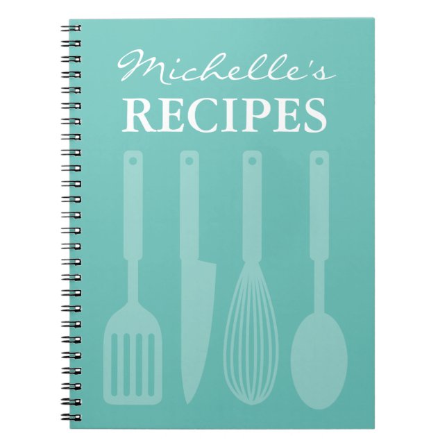 Personalized kitchen utensils recipe book notebook (Front)