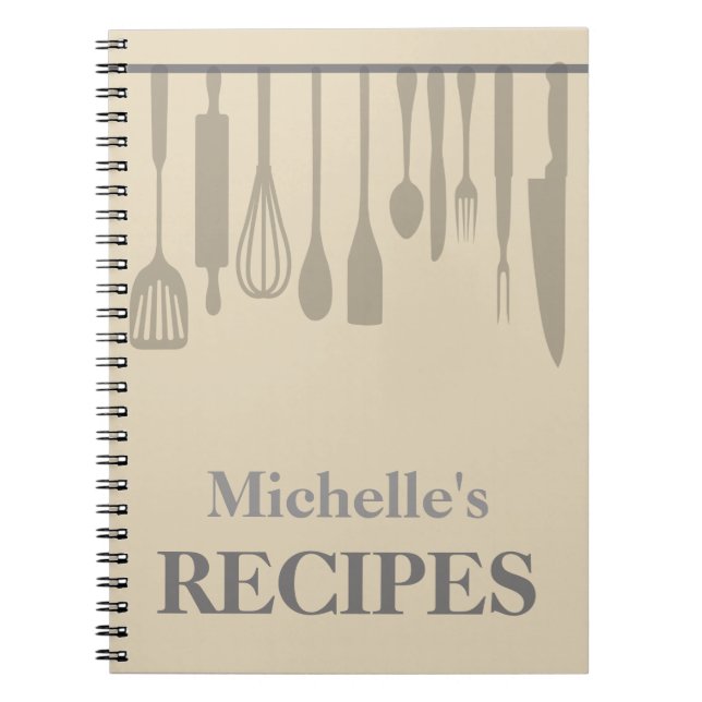 Personalized kitchen utensils recipe notebook (Front)