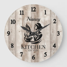 Personalized Kitchen Wall Clock with Wooden Design