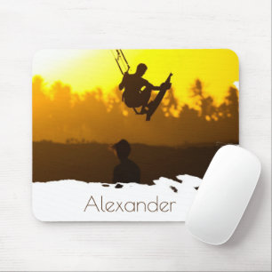 Personalized Kite Surfing at Sunset Tropical Mouse Pad