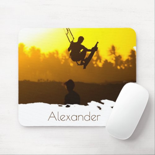 Personalized Kite Surfing at Sunset Tropical Mouse Pad