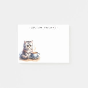 Personalized Kitten and Coffee Post-it Notes