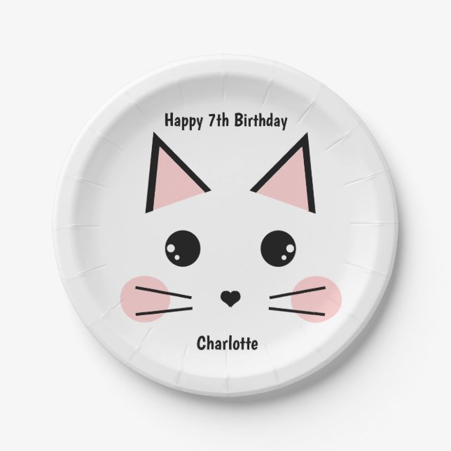 Personalized Kitty Cat Paper Plates (Front)
