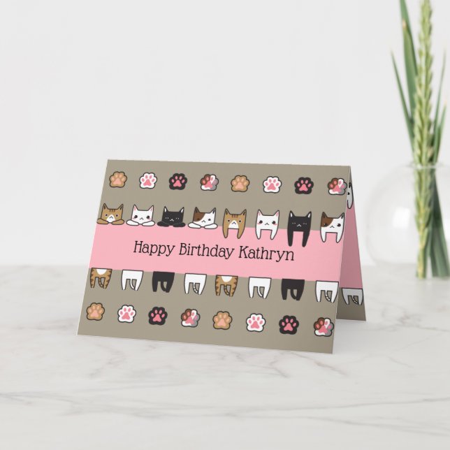 Personalized Kitty Cats Card (Front)