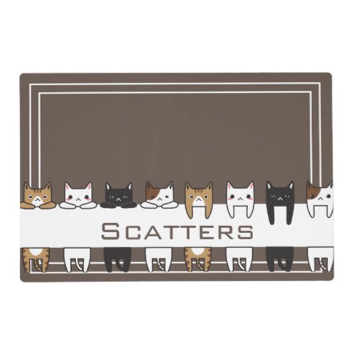 Personalized Kitty Cats Reversible Pet Placemat