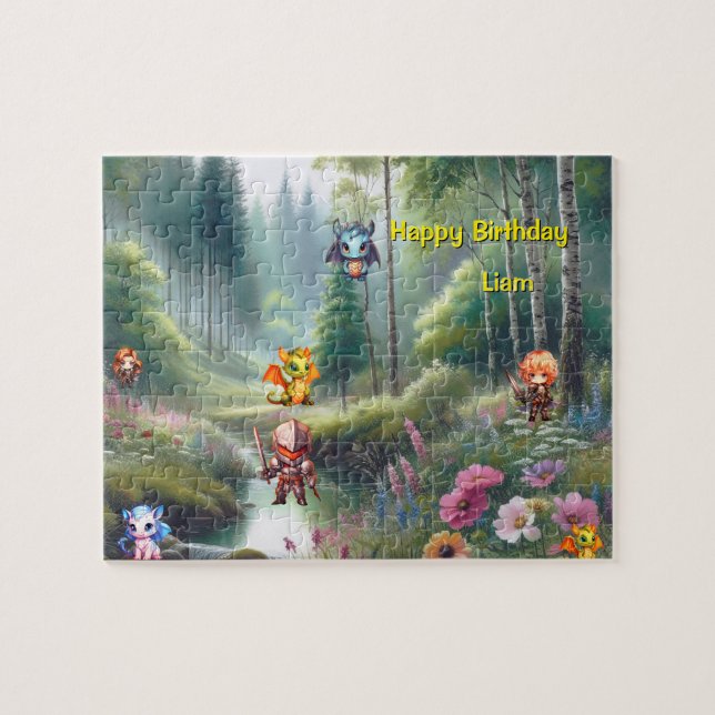 Personalized Knights and Dragons Puzzle (Horizontal)