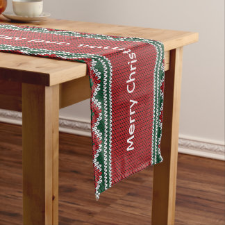 Personalized Knit-Pattern Christmas Table Runner