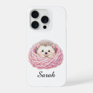 Personalized Knitted Hedgehog iPhone 15 Pro Case
