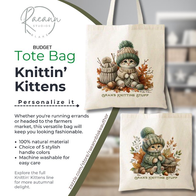 Personalized Knittin' Kittens Budget Tote Bag (Creator Uploaded)