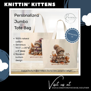 Personalized Knittin' Kittens Jumbo Tote Bag