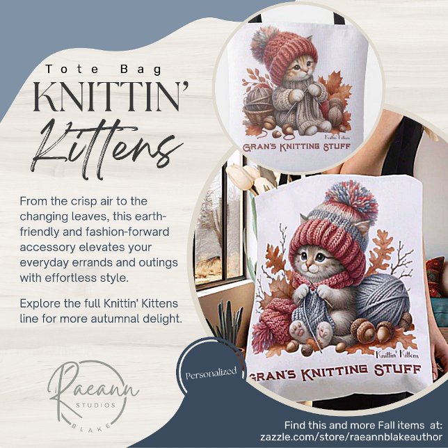 Personalized Knittin' Kittens Tote Bag (Creator Uploaded)