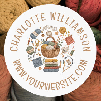 Personalized Knitting and Crochet Business Classic Round Sticker