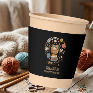 Personalized Knitting and Crochet Business Coffee Cup Sleeve