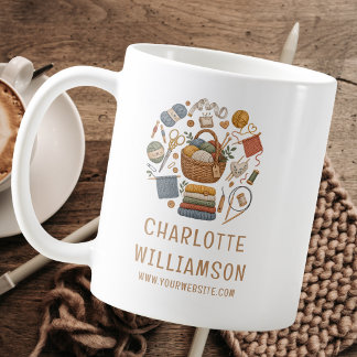 Personalized Knitting and Crochet Business Coffee Mug