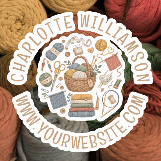 Personalized Knitting and Crochet Business Sticker