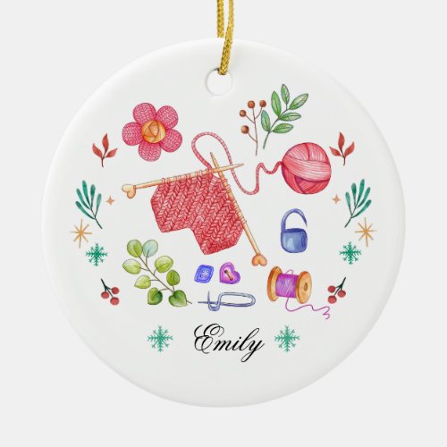 Personalized Knitting Christmas Ornament