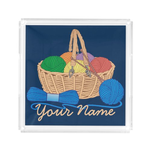 Personalized Knitting Colorful Yarn Basket Acrylic Tray