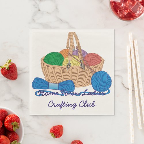 Personalized Knitting Colorful Yarn Basket Napkins