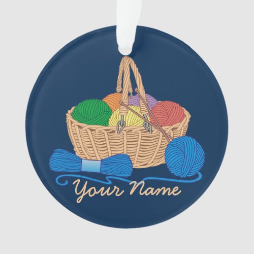 Personalized Knitting Colorful Yarn Basket Ornament