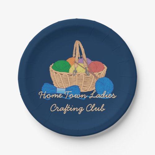 Personalized Knitting Colorful Yarn Basket Paper Plates