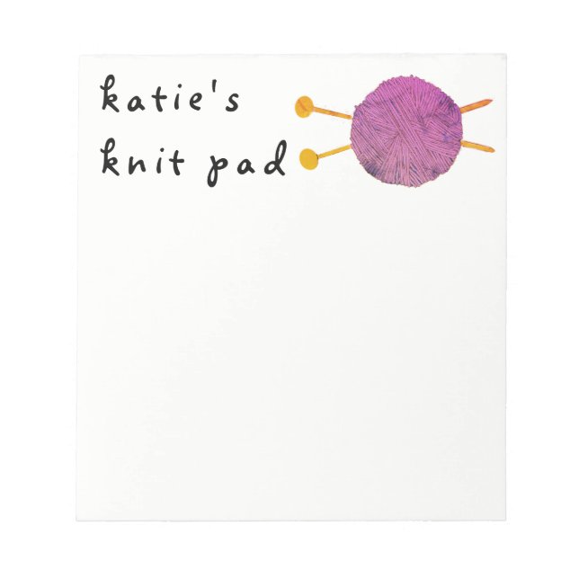 Personalized Knitting Gift Ideas Notepad (Front)