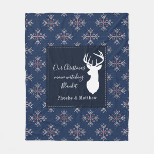 Personalized Knitting Pattern Christmas Holiday Fleece Blanket