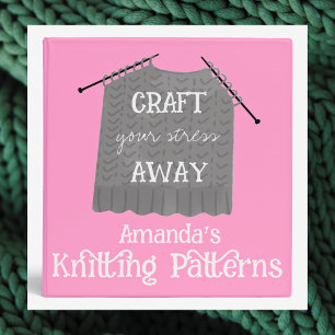 Personalized Knitting Patterns Pink 3 Ring Binder