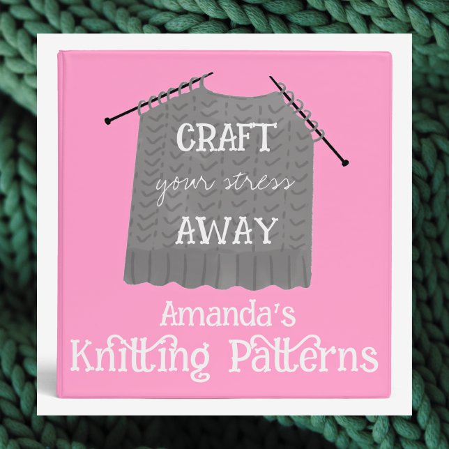 Personalized Knitting Patterns Pink 3 Ring Binder (Personalized Knitting Patterns Pink 3 Ring Binder)