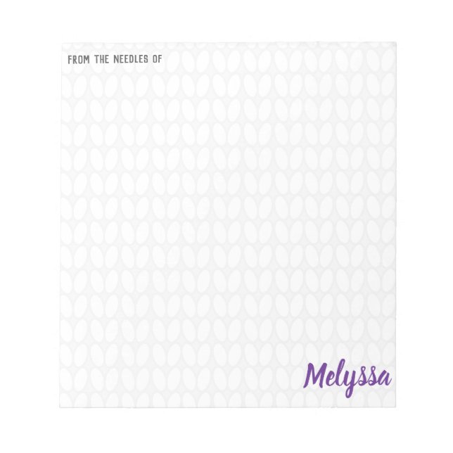 Personalized Knitting Stitch Notepad (Front)