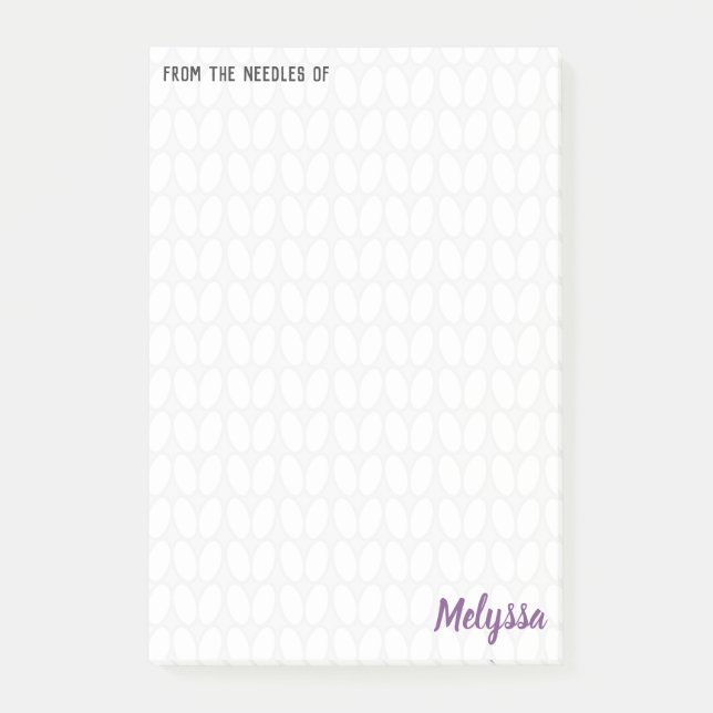 Personalized Knitting Stitch Post-it Notes (Front)