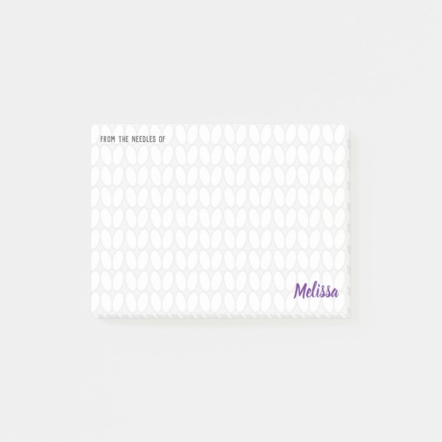 Personalized Knitting Stitch Post-it Notes (Front)