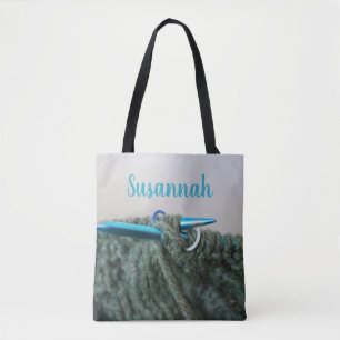 Personalized Knitting Tote Bag