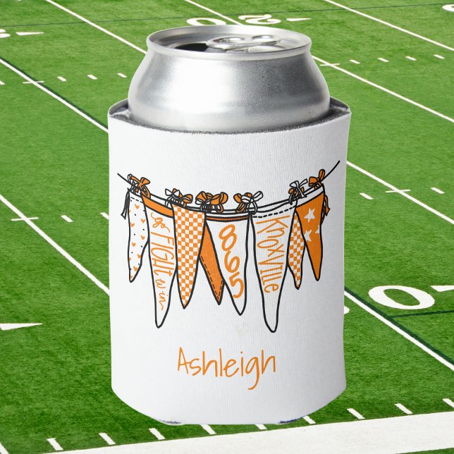 Personalized Knoxville Orange & White Pennant  Can Cooler (Creator Uploaded)